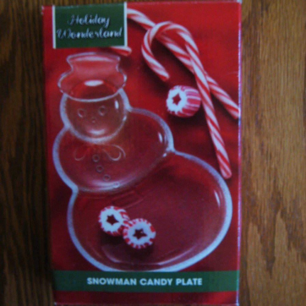 Snowman candy plate made in Indonesia by Bali